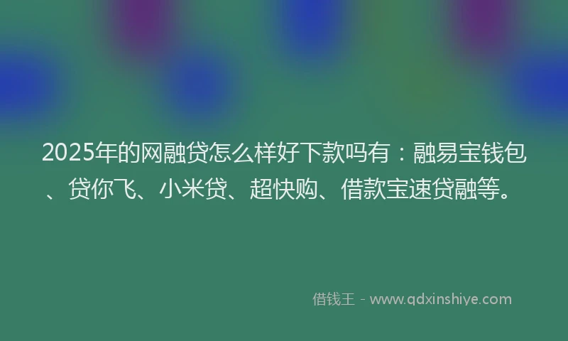 2025年的网融贷怎么样好下款吗有：融易宝钱包、贷你飞、小米贷、超快购、借款宝速贷融等。