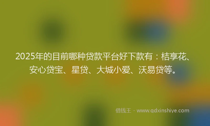2025年的目前哪种贷款平台好下款有：桔享花、安心贷宝、星贷、大城小爱、沃易贷等。