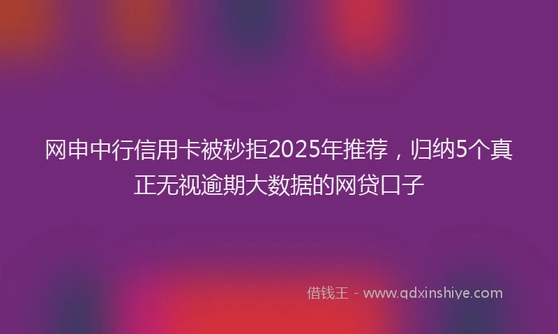 网申中行信用卡被秒拒2025年推荐，归纳5个真正无视逾期大数据的网贷口子