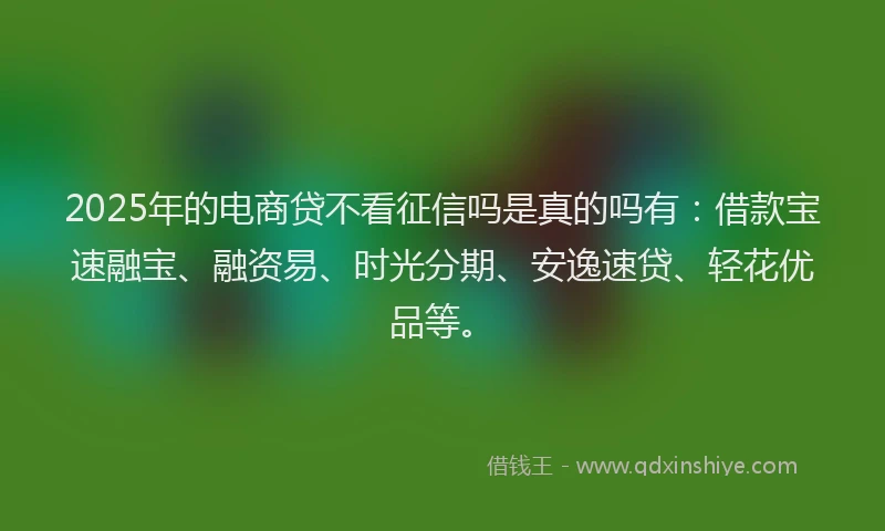 2025年的电商贷不看征信吗是真的吗有：借款宝速融宝、融资易、时光分期、安逸速贷、轻花优品等。