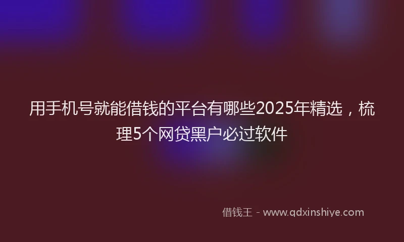 用手机号就能借钱的平台有哪些2025年精选，梳理5个网贷黑户必过软件