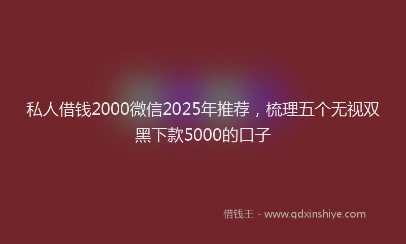 私人借钱2000微信2025年推荐，梳理五个无视双黑下款5000的口子