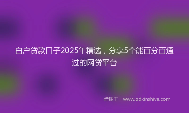 白户贷款口子2025年精选，分享5个能百分百通过的网贷平台