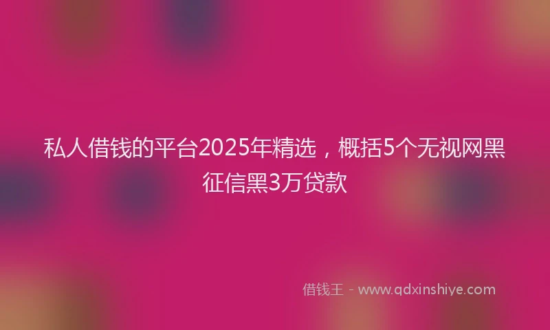 私人借钱的平台2025年精选，概括5个无视网黑征信黑3万贷款