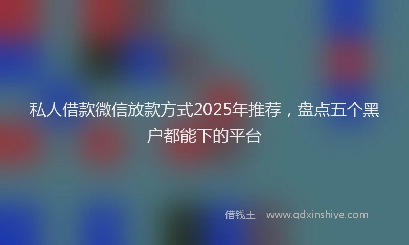 私人借款微信放款方式2025年推荐，盘点五个黑户都能下的平台