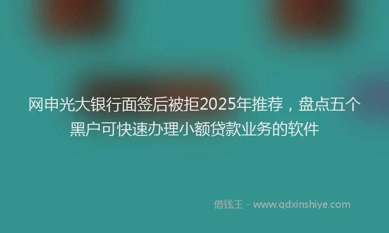 网申光大银行面签后被拒2025年推荐，盘点五个黑户可快速办理小额贷款业务的软件