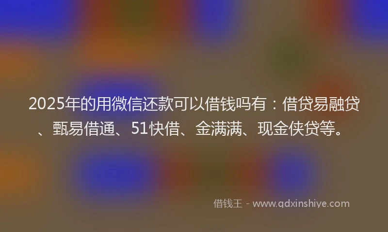 2025年的用微信还款可以借钱吗有：借贷易融贷、甄易借通、51快借、金满满、现金侠贷等。