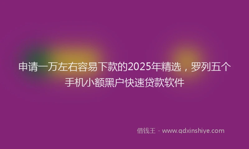 申请一万左右容易下款的2025年精选，罗列五个手机小额黑户快速贷款软件