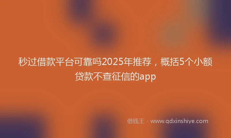 秒过借款平台可靠吗2025年推荐，概括5个小额贷款不查征信的app