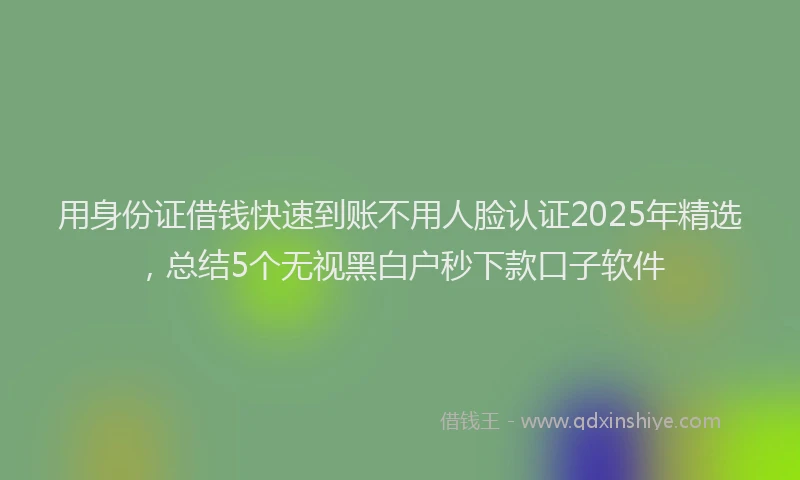 用身份证借钱快速到账不用人脸认证2025年精选，总结5个无视黑白户秒下款口子软件