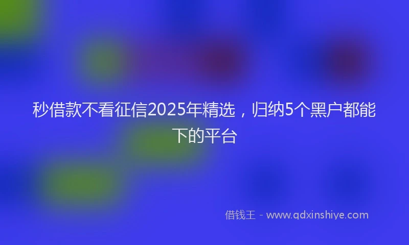秒借款不看征信2025年精选，归纳5个黑户都能下的平台