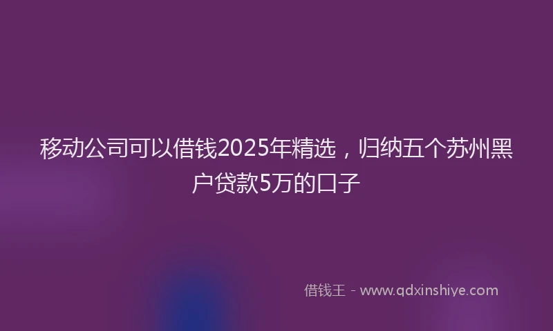 移动公司可以借钱2025年精选，归纳五个苏州黑户贷款5万的口子