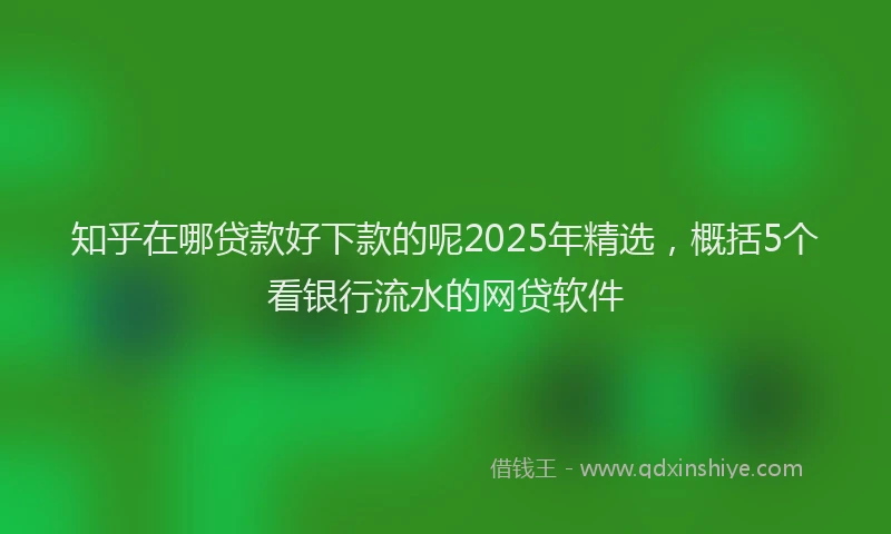 知乎在哪贷款好下款的呢2025年精选，概括5个看银行流水的网贷软件