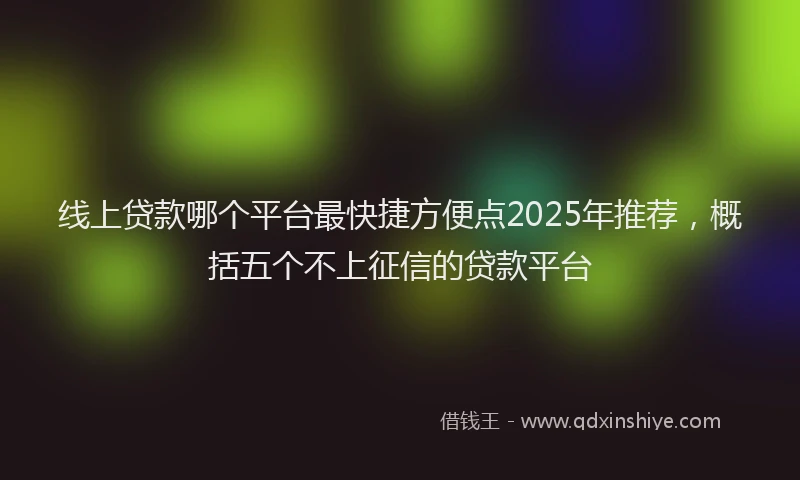 线上贷款哪个平台最快捷方便点2025年推荐，概括五个不上征信的贷款平台