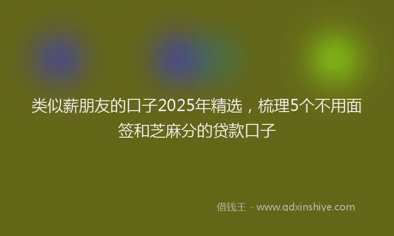 类似薪朋友的口子2025年精选，梳理5个不用面签和芝麻分的贷款口子