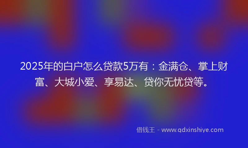 2025年的白户怎么贷款5万有：金满仓、掌上财富、大城小爱、享易达、贷你无忧贷等。