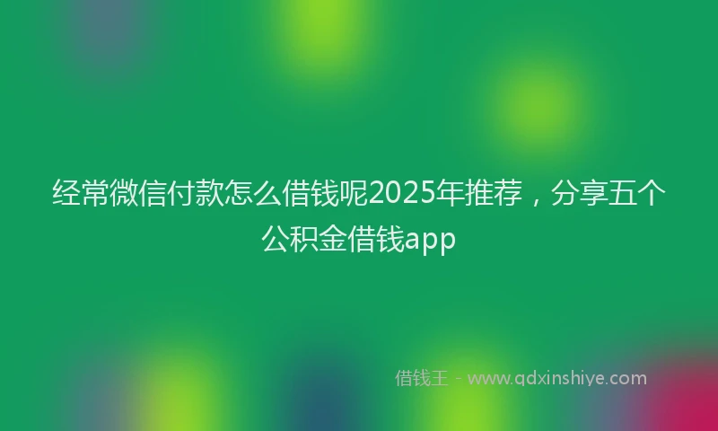 经常微信付款怎么借钱呢2025年推荐，分享五个公积金借钱app