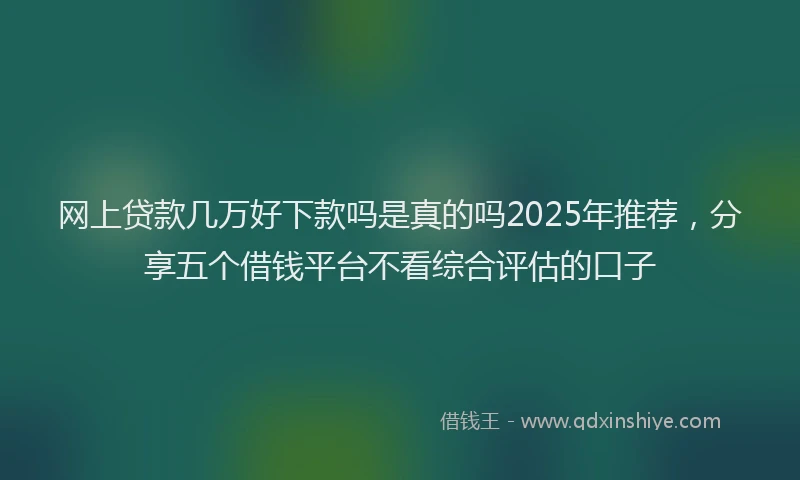 网上贷款几万好下款吗是真的吗2025年推荐，分享五个借钱平台不看综合评估的口子