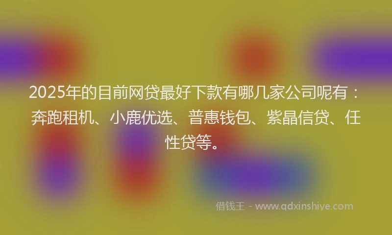 2025年的目前网贷最好下款有哪几家公司呢有：奔跑租机、小鹿优选、普惠钱包、紫晶信贷、任性贷等。