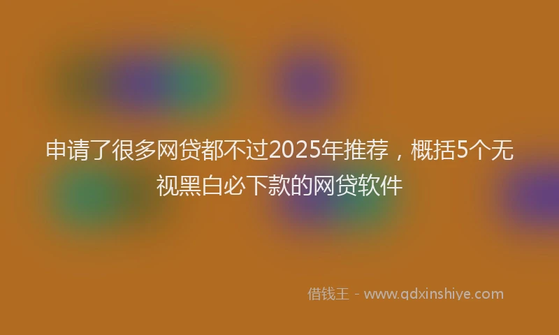 申请了很多网贷都不过2025年推荐，概括5个无视黑白必下款的网贷软件