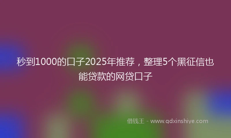 秒到1000的口子2025年推荐，整理5个黑征信也能贷款的网贷口子
