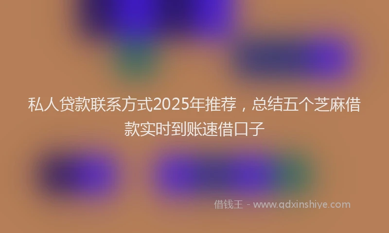私人贷款联系方式2025年推荐，总结五个芝麻借款实时到账速借口子
