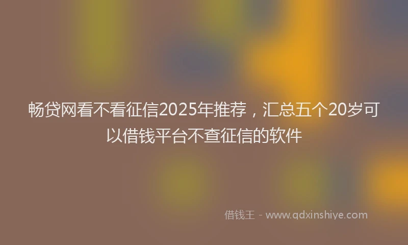 畅贷网看不看征信2025年推荐，汇总五个20岁可以借钱平台不查征信的软件