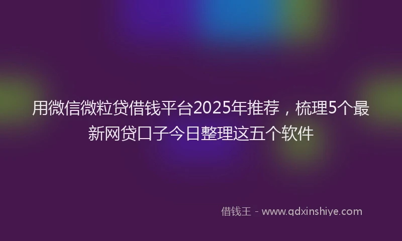 用微信微粒贷借钱平台2025年推荐，梳理5个最新网贷口子今日整理这五个软件