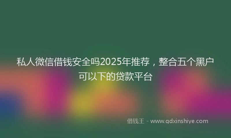 私人微信借钱安全吗2025年推荐，整合五个黑户可以下的贷款平台