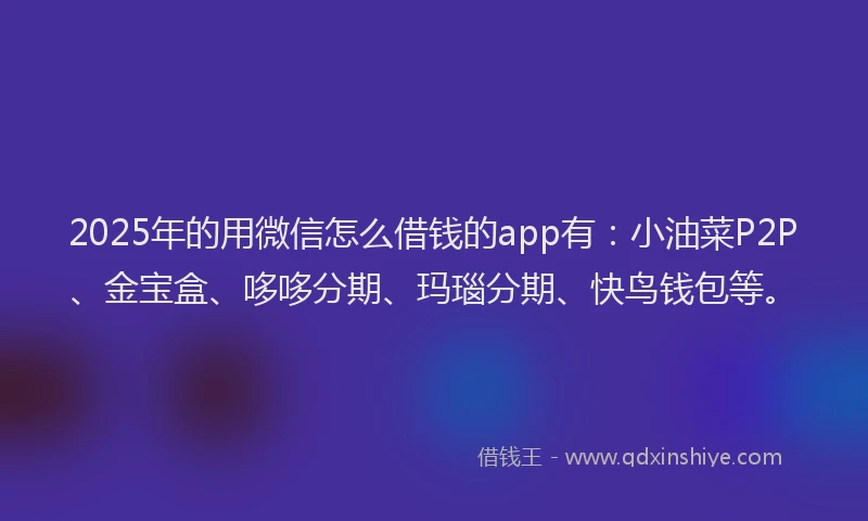 2025年的用微信怎么借钱的app有：小油菜P2P、金宝盒、哆哆分期、玛瑙分期、快鸟钱包等。