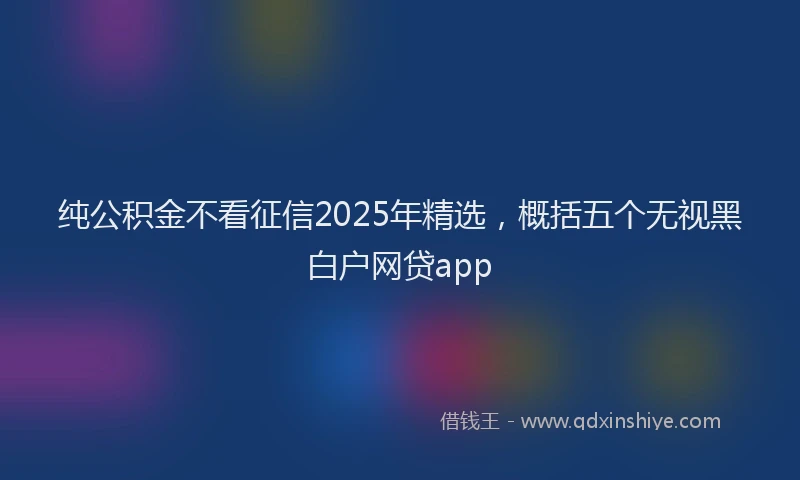 纯公积金不看征信2025年精选，概括五个无视黑白户网贷app