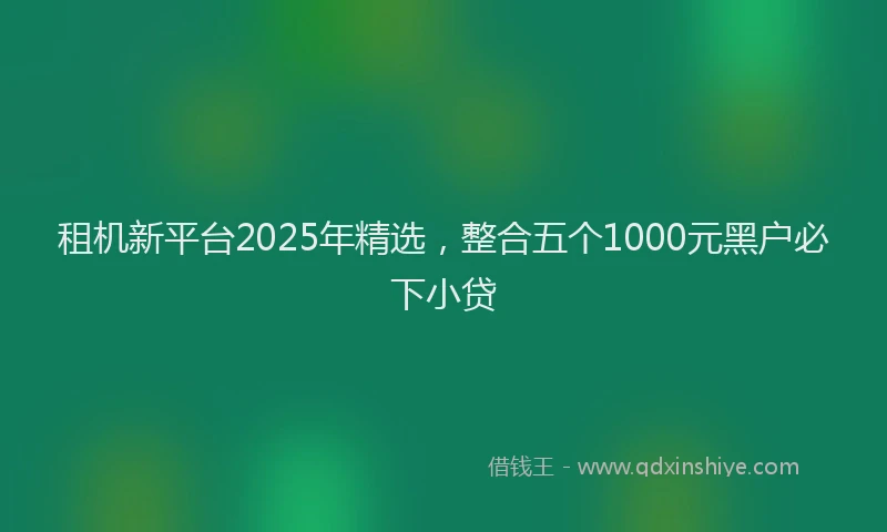 租机新平台2025年精选，整合五个1000元黑户必下小贷