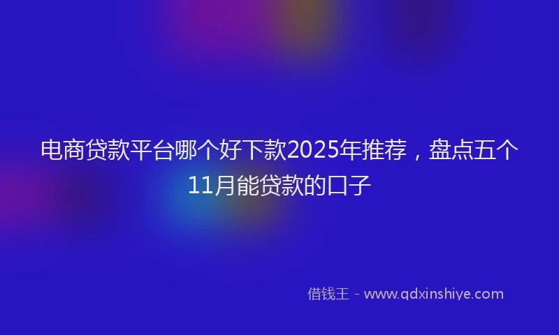 电商贷款平台哪个好下款2025年推荐，盘点五个11月能贷款的口子
