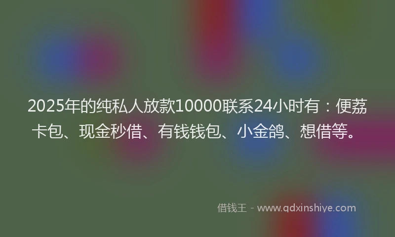 2025年的纯私人放款10000联系24小时有：便荔卡包、现金秒借、有钱钱包、小金鸽、想借等。