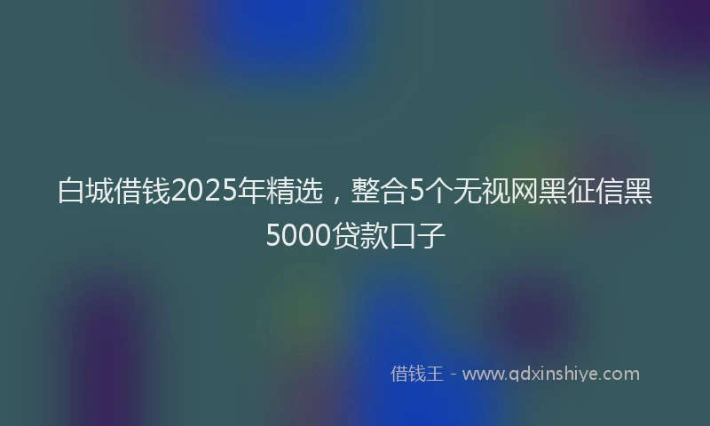 白城借钱2025年精选，整合5个无视网黑征信黑5000贷款口子