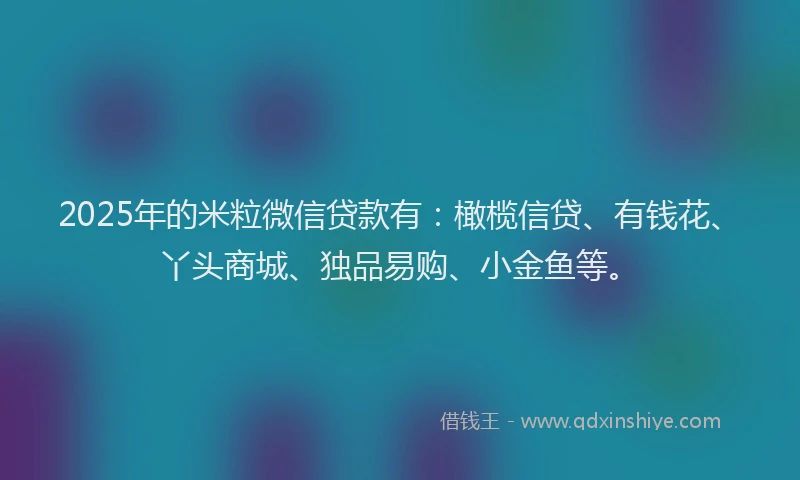 2025年的米粒微信贷款有：橄榄信贷、有钱花、丫头商城、独品易购、小金鱼等。