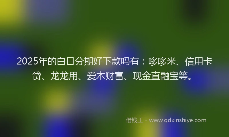 2025年的白日分期好下款吗有：哆哆米、信用卡贷、龙龙用、爱木财富、现金直融宝等。