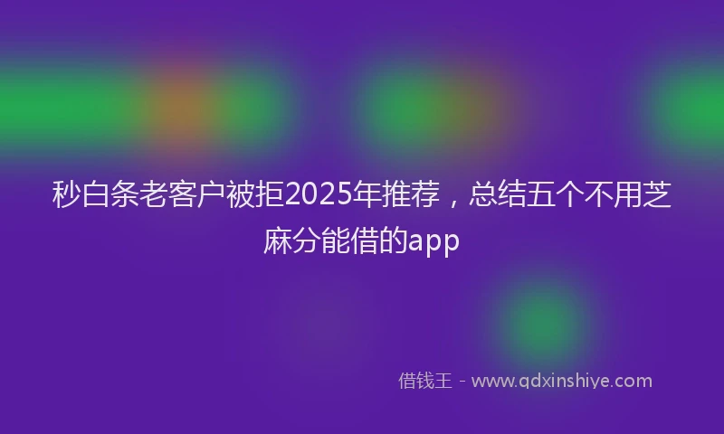 秒白条老客户被拒2025年推荐，总结五个不用芝麻分能借的app