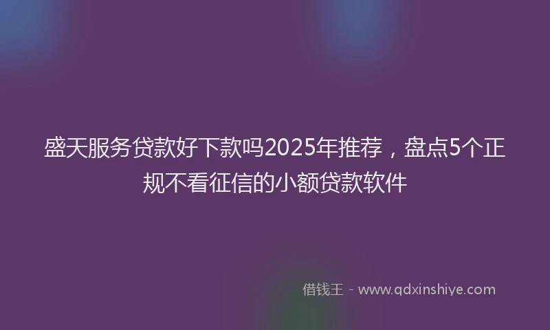 盛天服务贷款好下款吗2025年推荐，盘点5个正规不看征信的小额贷款软件