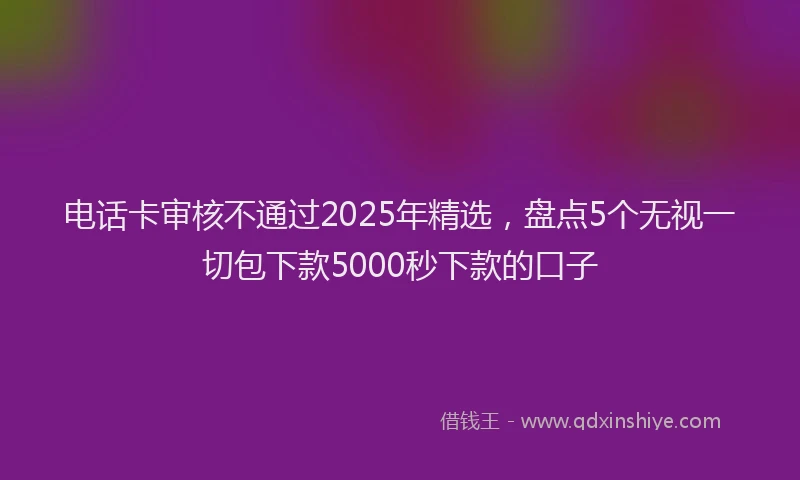 电话卡审核不通过2025年精选，盘点5个无视一切包下款5000秒下款的口子