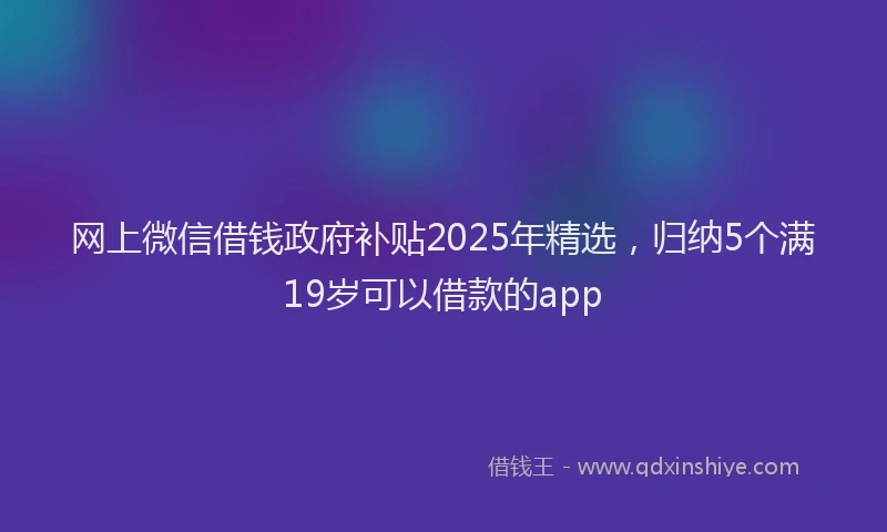 网上微信借钱政府补贴2025年精选，归纳5个满19岁可以借款的app