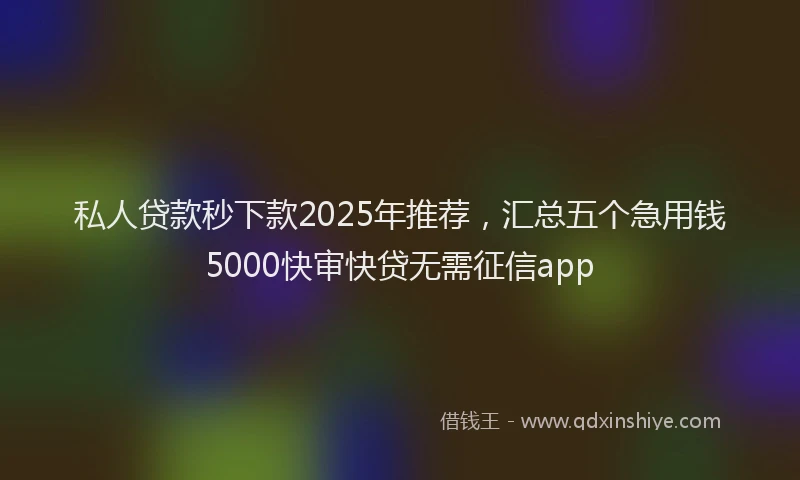 私人贷款秒下款2025年推荐，汇总五个急用钱5000快审快贷无需征信app