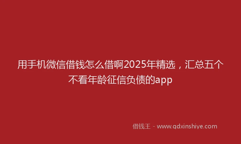 用手机微信借钱怎么借啊2025年精选，汇总五个不看年龄征信负债的app