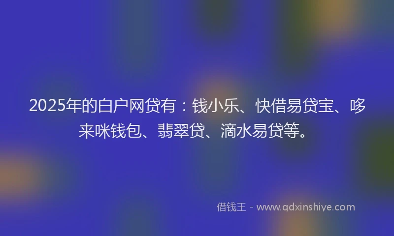 2025年的白户网贷有：钱小乐、快借易贷宝、哆来咪钱包、翡翠贷、滴水易贷等。