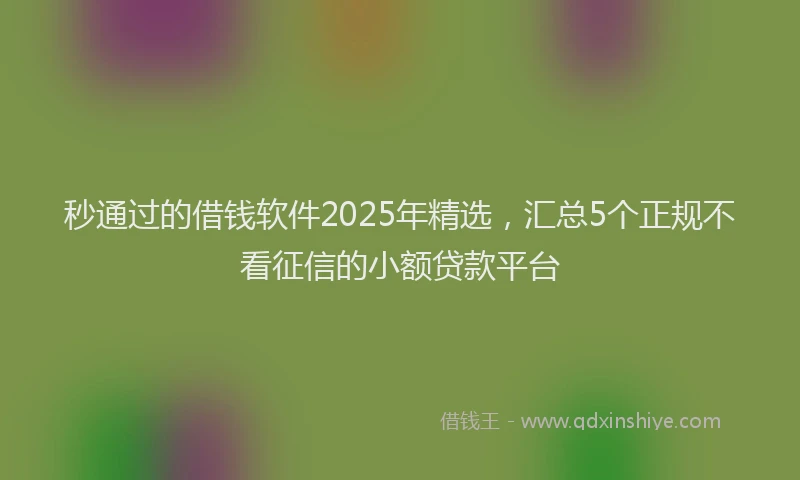 秒通过的借钱软件2025年精选，汇总5个正规不看征信的小额贷款平台