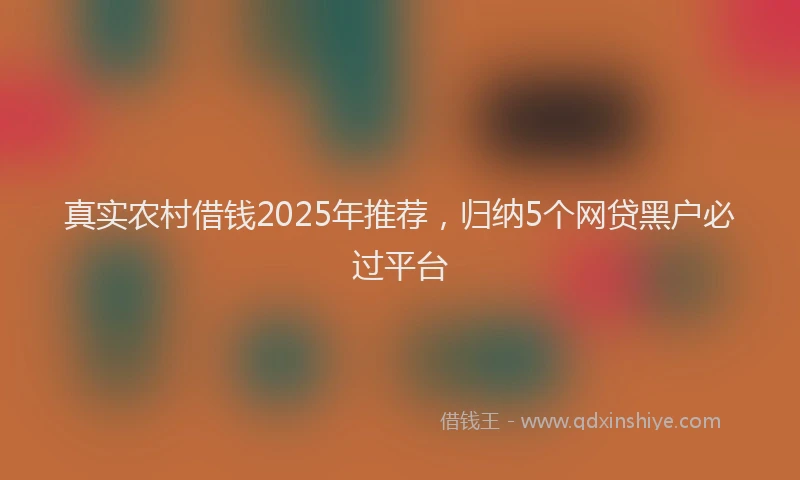 真实农村借钱2025年推荐，归纳5个网贷黑户必过平台