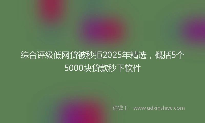综合评级低网贷被秒拒2025年精选，概括5个5000块贷款秒下软件
