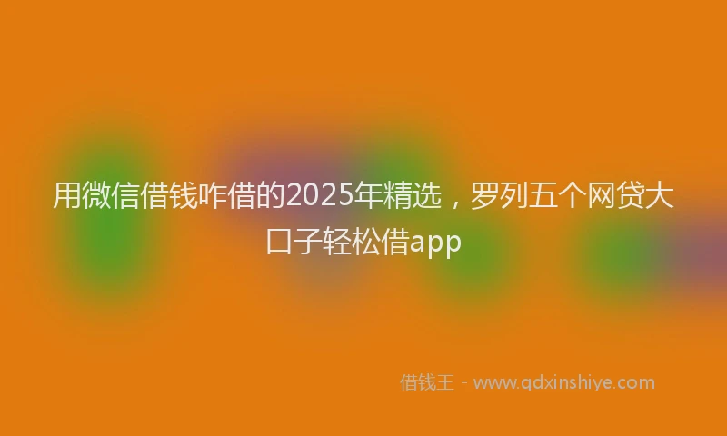 用微信借钱咋借的2025年精选，罗列五个网贷大口子轻松借app