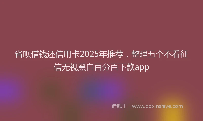 省呗借钱还信用卡2025年推荐，整理五个不看征信无视黑白百分百下款app