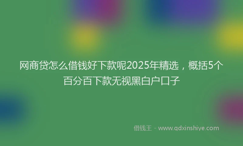 网商贷怎么借钱好下款呢2025年精选，概括5个百分百下款无视黑白户口子